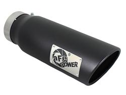 Exhaust Tip, Mach Force XP, Round, Clamp-on, Stainless, Black Powdercoated, 4.00 in. Inlet Diameter, 5.00 in. Outlet, 15.00 in. Length, Each