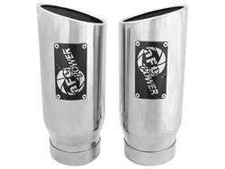 Exhaust Tip, Mach Force XP, Round, Clamp-on, Stainless, Polished, 4.00 in. Inlet Diameter, 5.00 in. Outlet, 12.00 in. Length, Pair