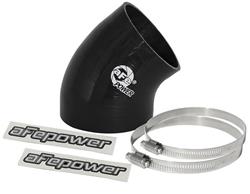 Tubing Coupler, 40 degree, 4.0 in. Inlet, 3.5 in. Outlet, 3 in. Long, Silicone, Black, Stainless Steel Clamps, Kit