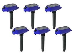 Ignition Coil, SCORCHER High-Performance, Coil Pack Style, Female/Socket, Rectangular, Blue, Chrysler, Dodge, Jeep, RAM, Set of 6