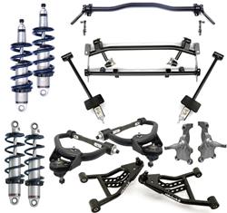 Suspension System, TQ CoilOver System for 68-72 Nova. Includes front & rear TQ Series CoilOvers, front upper & lower StrongArms, Tall Spindles, Bolt-