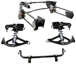 Suspension System, TQ Coilover System for 73-87 C-10. Includes front & rear TQ Series CoilOvers, front upper & lower StrongArms, Bolt-On 4 Link, Drop