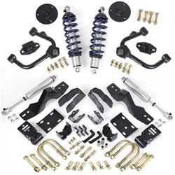 Suspension Lowering System, Front 1.00-3.00 in. Drop Coilover, Rear 4.00 in. Drop Flip Bracket, HQ Series Rear Shocks, Chevy/GMC, 4WD, Kit