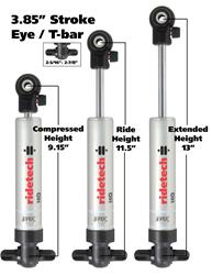 Shocks And Struts, HQ Series,Front, Single Adjustable, Aluminum Body,Clear Anodized. Monotube, 13.00 in Extended, 9.15 in. Collapsed, Each