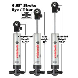 Shock, Q Series Hot-Rod Shock, Monotube, Gas Charged, 19.00 in. Extended, 12.00 in. Collapsed, Bar Pin/Eyelet, Universal, Each