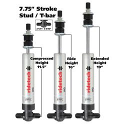 Shocks and Struts, HQ Series,Rear, Single Adjustable, Aluminum Body,Clear Anodized. Monotube, 19.10 in Extended, 11.55 in. Collapsed, Each