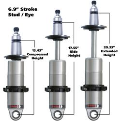 Coilover Shock, HQ Series,Rear, Single Adjustable, Aluminum Body Polished, Monotube, 20.34 in Extended, 13.43 in. Collapsed, Each