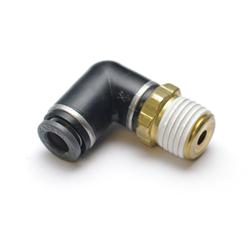 Fitting, Air Line, 90 Degree, Male 1/4 in. NPT to 1/4 in., Nylon/Brass, Each