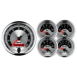 Gauge Kit, Analog, Black, Speedometer, Water Temperature, Fuel Level, Voltmeter, Oil Pressure, Kit