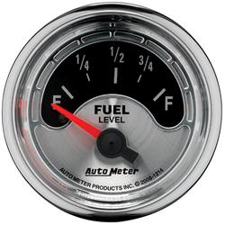 Gauge, American Muscle, Fuel Level, Empty/Full, 0 Ohms/90 Ohms, 2 1/16 in., Analog, Electrical, Each