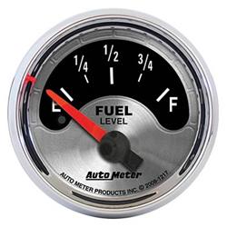 Gauge, American Muscle, Fuel Level, Empty/Full, 240 Ohms/33 Ohms, 2 1/16 in., Analog, Electrical, Each