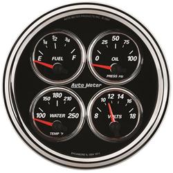 Gauge Kit, Analog, Designer Black II, Water Temperature, Fuel Level, Voltmeter, Oil Pressure, Kit