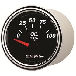 Gauge, Designer Black II, Oil Pressure, 0-100 psi, 2 1/16 in., Analog, Electrical, Each