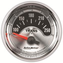 Gauge, American Muscle, Transmission Temperature, 100-250 degrees F, 2 1/16 in., Silver Face, Analog, Each