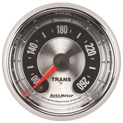 Gauge, American Muscle, Transmission Temperature, 100-260 degrees F, 2 1/16 in., Silver Face, Analog, Each