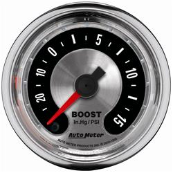 Gauge, American Muscle, Boost/Vacuum, 30 in. Hg-15 PSI, 2 1/16 in., Analog, Electrical, Each