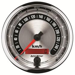 Speedometer, American Muscle, 0-280 kmh, 3 3/8 in., Analog, Electrical, Each