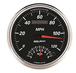 Combo Gauge, Speedometer/ Tachometer, Designer Black, Analog, 5 in., 120 mph, 8,000 rpm, Each