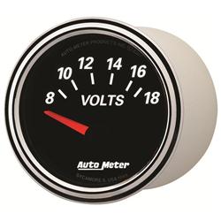 Gauge, Voltmeter, Designer Black II, 8-18 V, 2 1/16 in., Analog, Electrical, Each