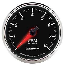 Tachometer, Designer Black, 0-8,000 rpm, 3 3/ 8 in., Analog, Electrical, In-Dash, Each