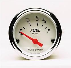 Gauge, Arctic White, Fuel Level, Empty/Full, 73 Ohms/8-12 Ohms, 2 1/16 in., Analog, Electrical, Each