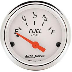 Gauge, Arctic White, Fuel Level, Empty/Full, 0 Ohms/30 Ohms, 2 1/16 in., Analog, Electrical, Each