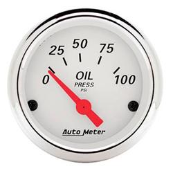 Gauge, Arctic White, Oil Pressure, 0-100 psi, 2 1/16 in., Analog, Electrical, Each