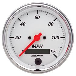 Gauge, Arctic White, Speedometer, Electric Programmable, 3 3/8 in., 0-120 MPH, Each