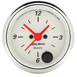 Gauge, Arctic White, Clock, 2 1/16 in., Analog, Electrical, Each