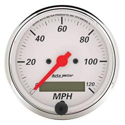 Speedometer, Arctic White Series, 0-120 mph, 3 1/8 in., Analog, Electrical, Each