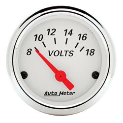 Gauge, Arctic White, Voltmeter, 8-18 V, 2 1/16 in., Analog, Electrical, Each