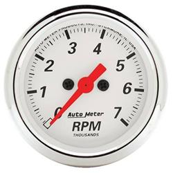 Tachometer, Arctic White, 0-7,000 rpm, 2 1/16 in., Analog, Electrical, Each