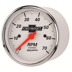 Tachometer, Vintage Chevy, 0-7,000 rpm, 3 1/8 in., Analog, Electrical, In-Dash, Each