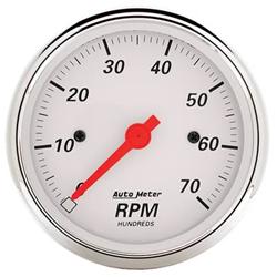 Tachometer, Arctic White, 0-7,000 rpm, 3 1/8 in., Analog, Electrical, Each