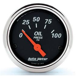 Gauge, Designer Black, Oil Pressure, 0-100 psi, 2 1/16 in., Analog, Electrical, Each