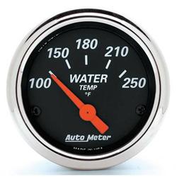 Gauge, Designer Black, Water Temperature, 100-250 Degrees, 2 1/16 in., Analog, Electrical, Each