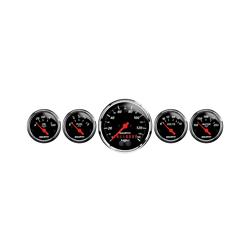 Gauges, Designer Black, Speedometer, Water Temperature, Oil Pressure, Fuel Level, Black Face, Analog, Kit