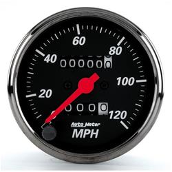 Speedometer, Designer Black, 0-120 mph, 3 1/8 in., Analog, Mechanical, Each