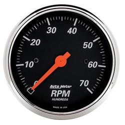 Tachometer, Designer Black, 0-7,000 rpm, 3 1/8 in., Analog, Electrical, Each