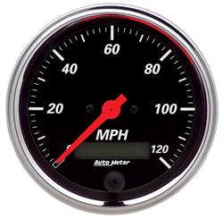 Gauge, Designer Black, Speedometer, Electric Programmable, 3 3/8 in., 0-120 mph, Each