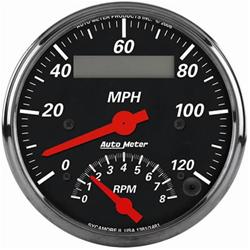 Combo Gauge, Speedometer, Tachometer, Designer Black, Analog, 3 3/8 in., 120 mph, 8,000 rpm, Each