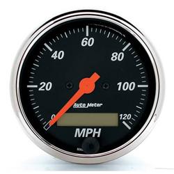 Speedometer, Designer Black, 0-120 mph, 3 1/8 in., Analog, Electrical, Each