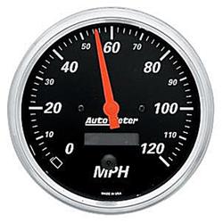 Speedometer, Designer Black, 0-120 mph, 5 in., Analog, Electrical, Each