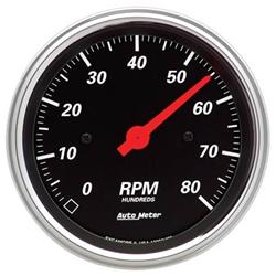Gauge, Designer Black, Tachometer, In-Dash, Electric, 3 3/8 in., 0-8,000 RPM, Each