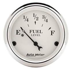 Gauge, Old Tyme White, Fuel Level, Empty/Full, 240 Ohms/33 Ohms, 2 1/16 in., Analog, Electrical, Each