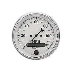 Gauge, Old Tyme White, Speedometer, Electric Programmable, 0-120 MPH, Each