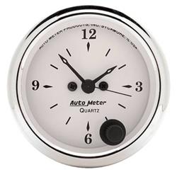 Gauge, Old Tyme White, Clock, 2 1/16 in., Analog, Electrical, White Face, Each