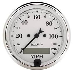Speedometer, Old Tyme White Series, 0-120 mph, 3 1/8 in., Analog, Electrical, Each