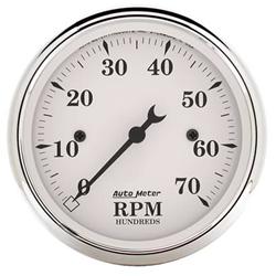 Tachometer, Old Tyme White, 0-7,000 rpm, 3 1/8 in., Analog, Electrical, Each