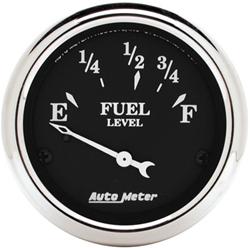 Gauge, Old Tyme Black, Fuel Level, Empty/Full, 73 Ohms/8-12 Ohms, 2 1/16 in., Analog, Electrical, Each